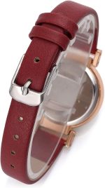 Top Plaza Womens Ladies Classic Simple Leather Analog Wrist Watch Rose Gold Case Arabic Numerals Casual Dress Quartz Watches,Small Dial - Image 6